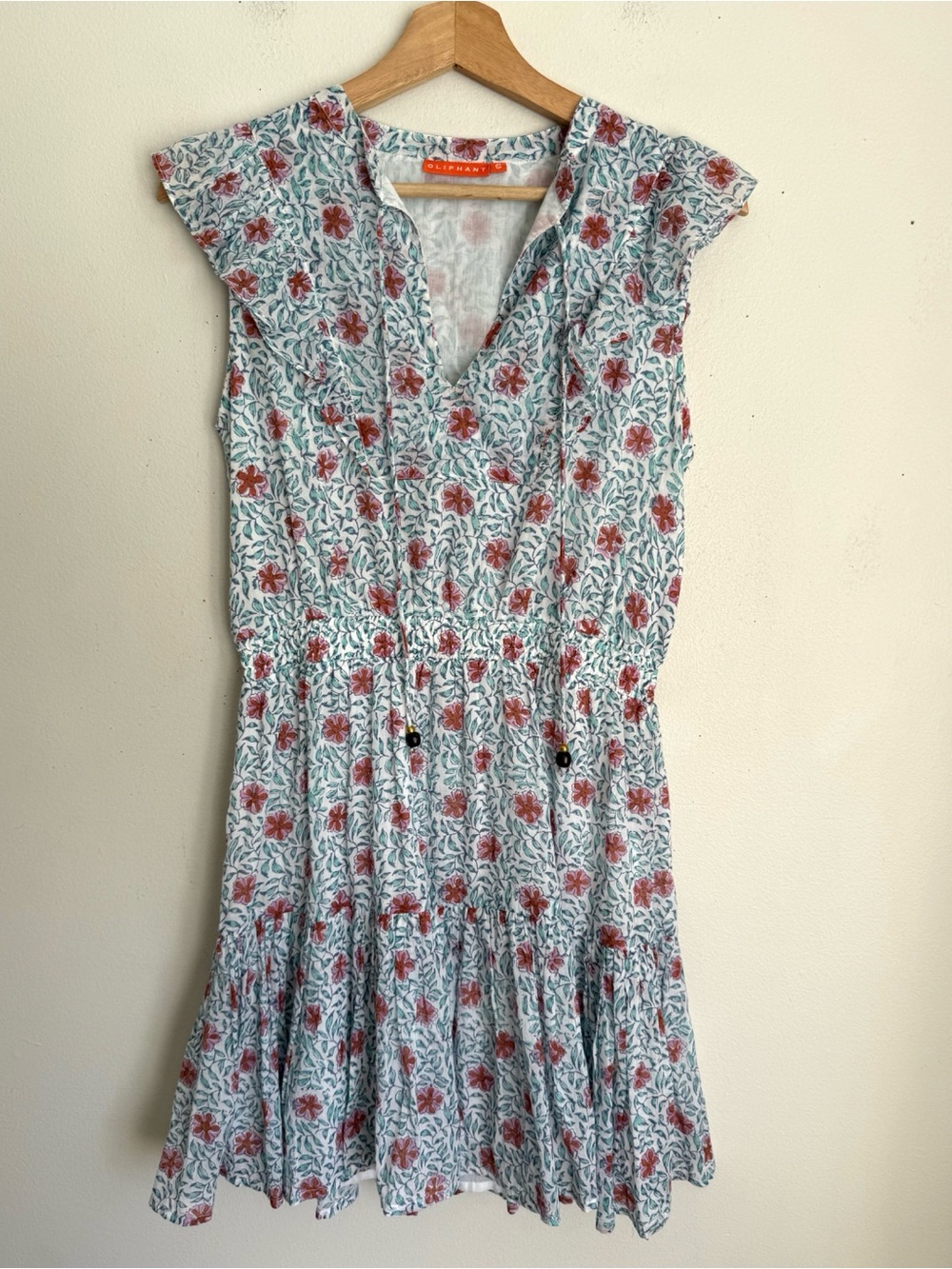 Oliphant Tuckernuck Flower Garden Dress with Flutter Sleeves in Blue - Picture 2 of 6